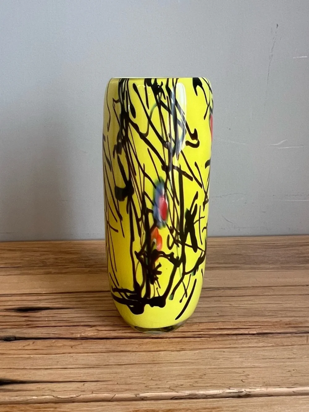 Bright Yellow Abstract Ceramic Vase